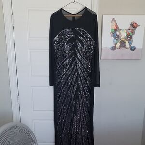 Elegant Black and Silver Evening Dress